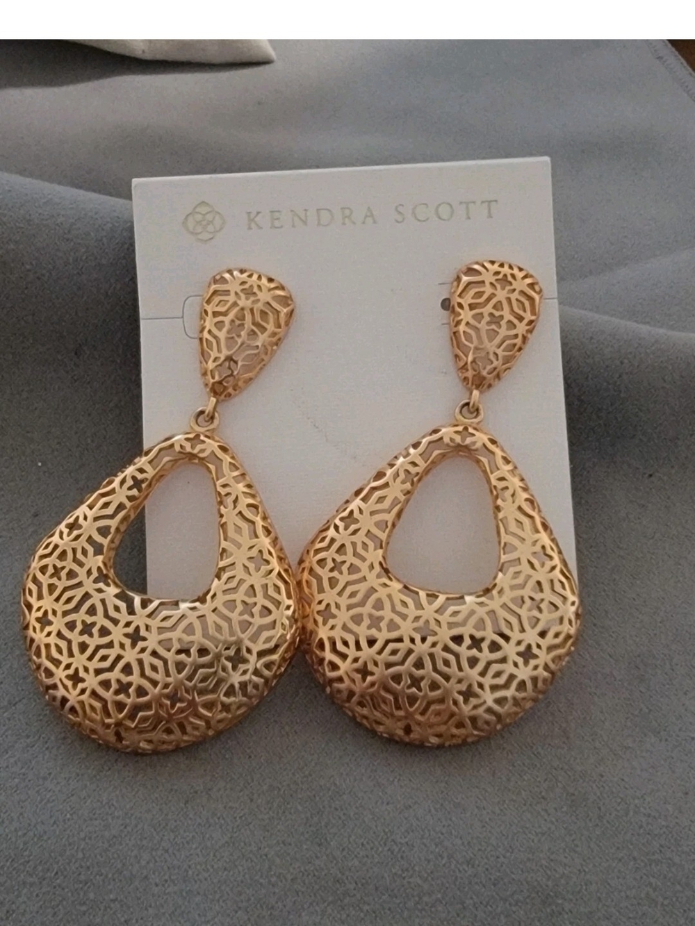 Kendra Scott Sarah Rose Gold Openwork Teardrop Statement Earrings